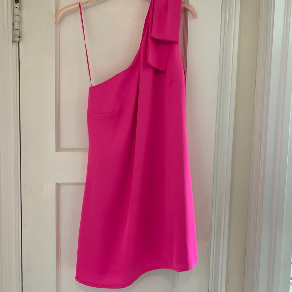 Nicole Miller One Shoulder Cocktail Dress - Fuchsia